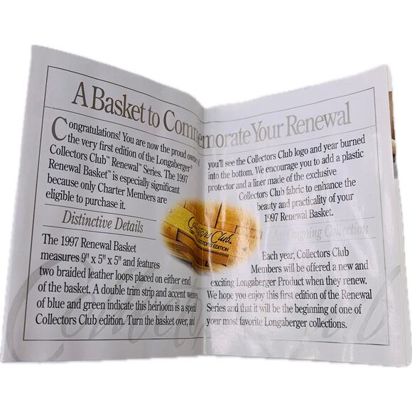 Longaberger 1997 Collectors Club RENEWAL Basket with Liner Protector Flyer - Picture 11 of 11